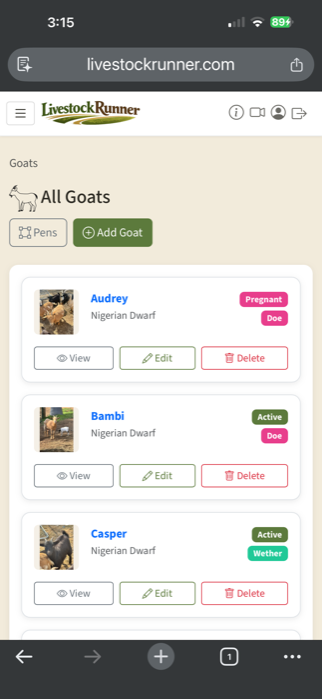 Goat herd management with photos